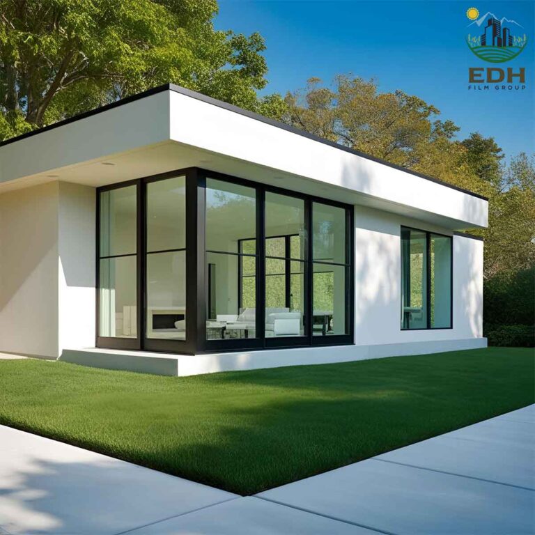 Sleek modern home disproving home window tinting myths about visibility.