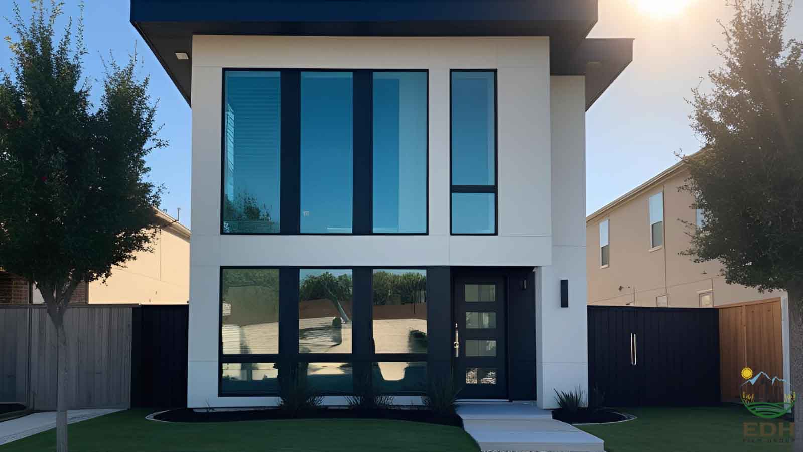 Modern residential façade showcasing window tinting in Arlington, TX 