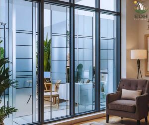 how to care for tinted windows featuring decorative frosted film in residential interiors